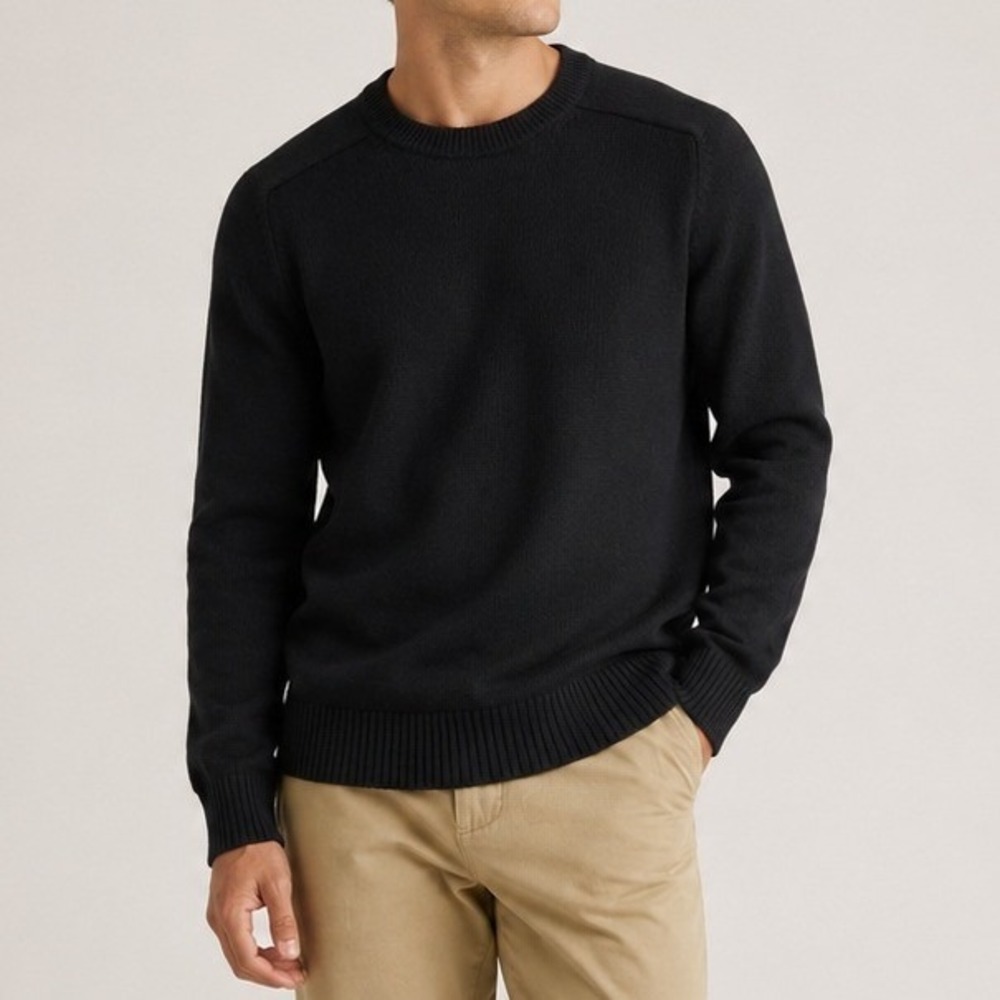 Quince 100% Organic Cotton Crewneck Sweater Office Date Travel Black XL NWT